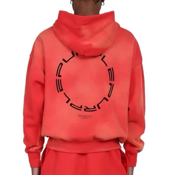 PURPLE BRAND MEN P401 HEAVY DRY FLEECE PO HOODY FIERY RED P401-HRNH123 - Picture 2 of 2